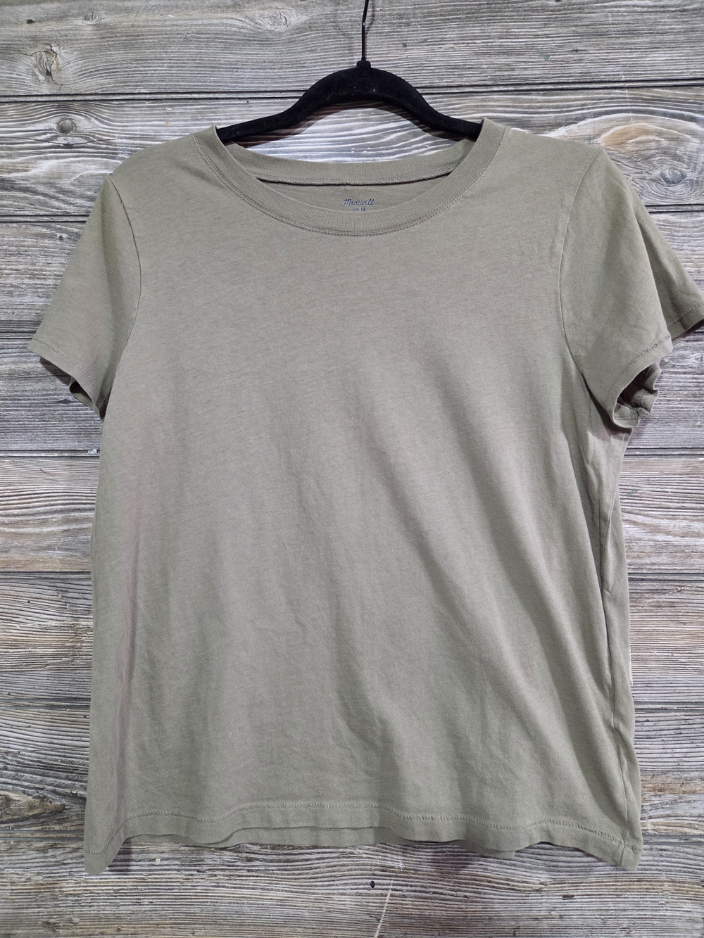 Madewell Women's Olive Khaki Crewneck Essential Tee Shirt Medium Soft Casual Top - Picture 3 of 5